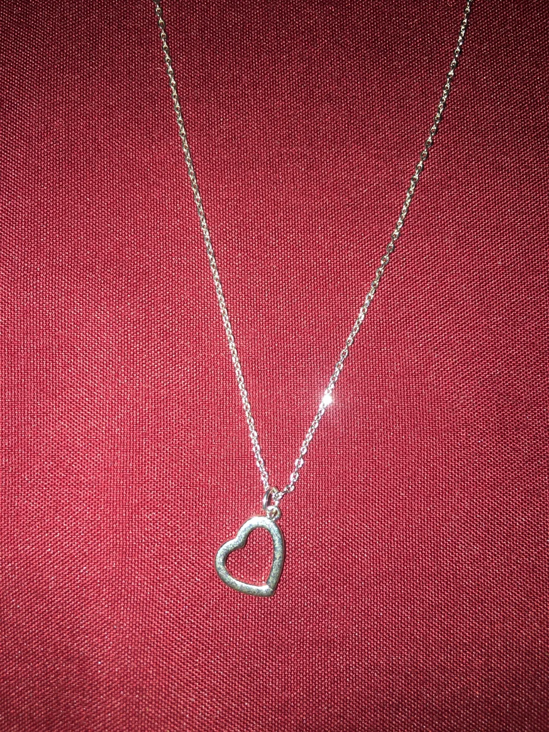 Dainty Silver Open Heart Necklace image indicator(3)