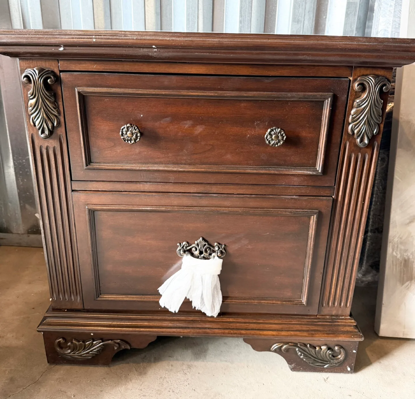 New Vintage-Style Nightstand – Solid Wood with Ornate Details thumbnail