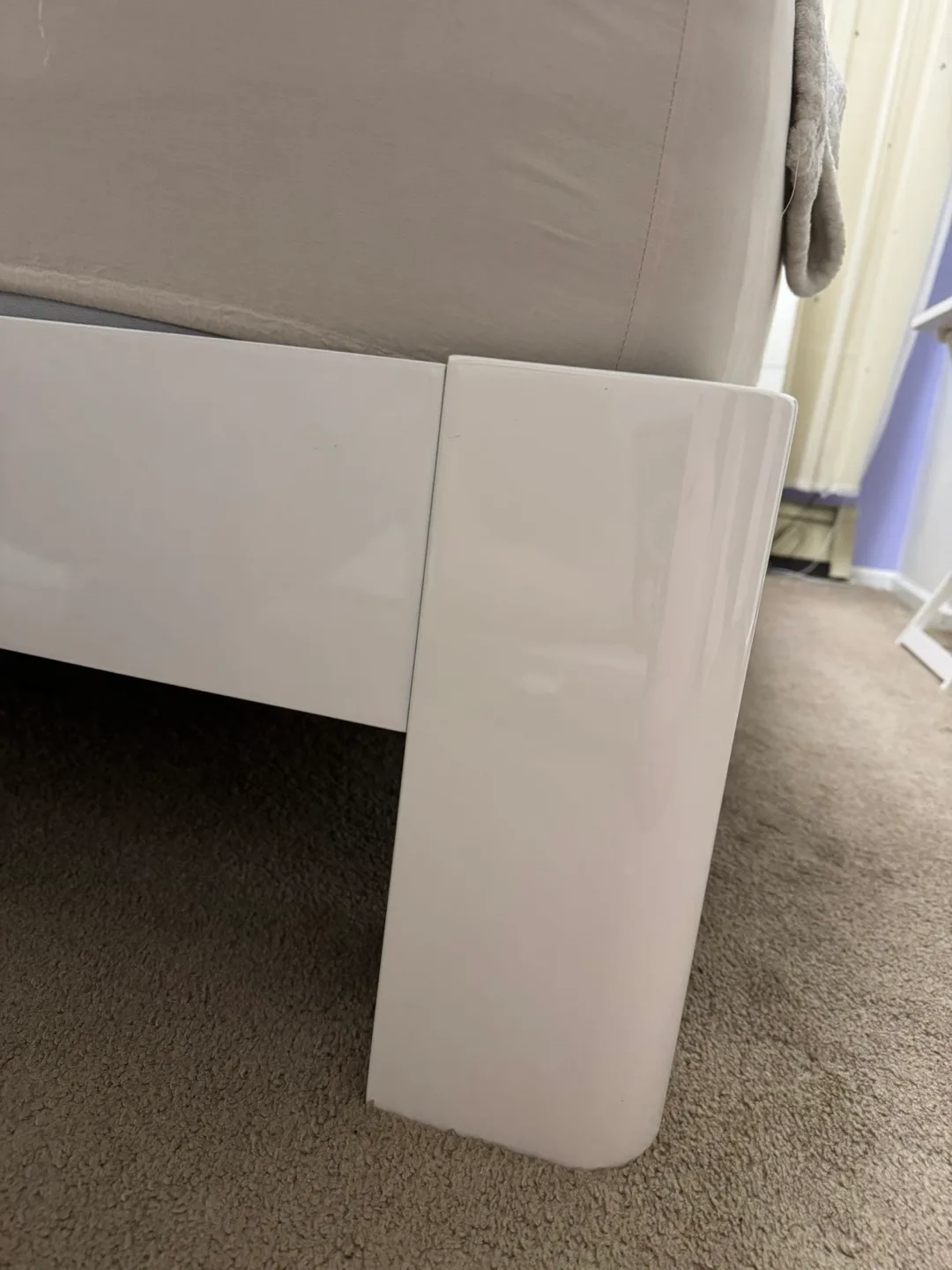 Double .Size White Modern Bed Frame with Built-in Shelves image indicator(6)