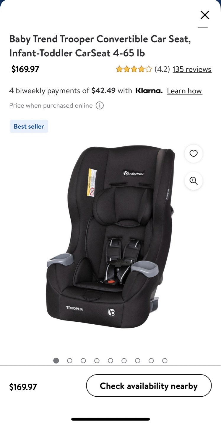 Baby Trend Trooper Convertible Car Seat, Infant-Toddler