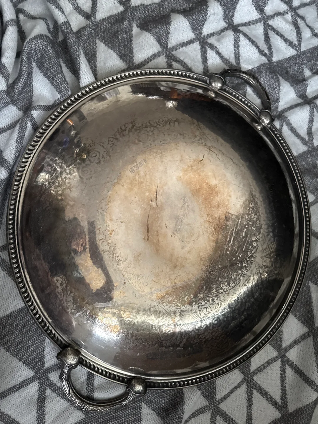 Vintage Silver-Plated Serving Tray with Handles image indicator(2)