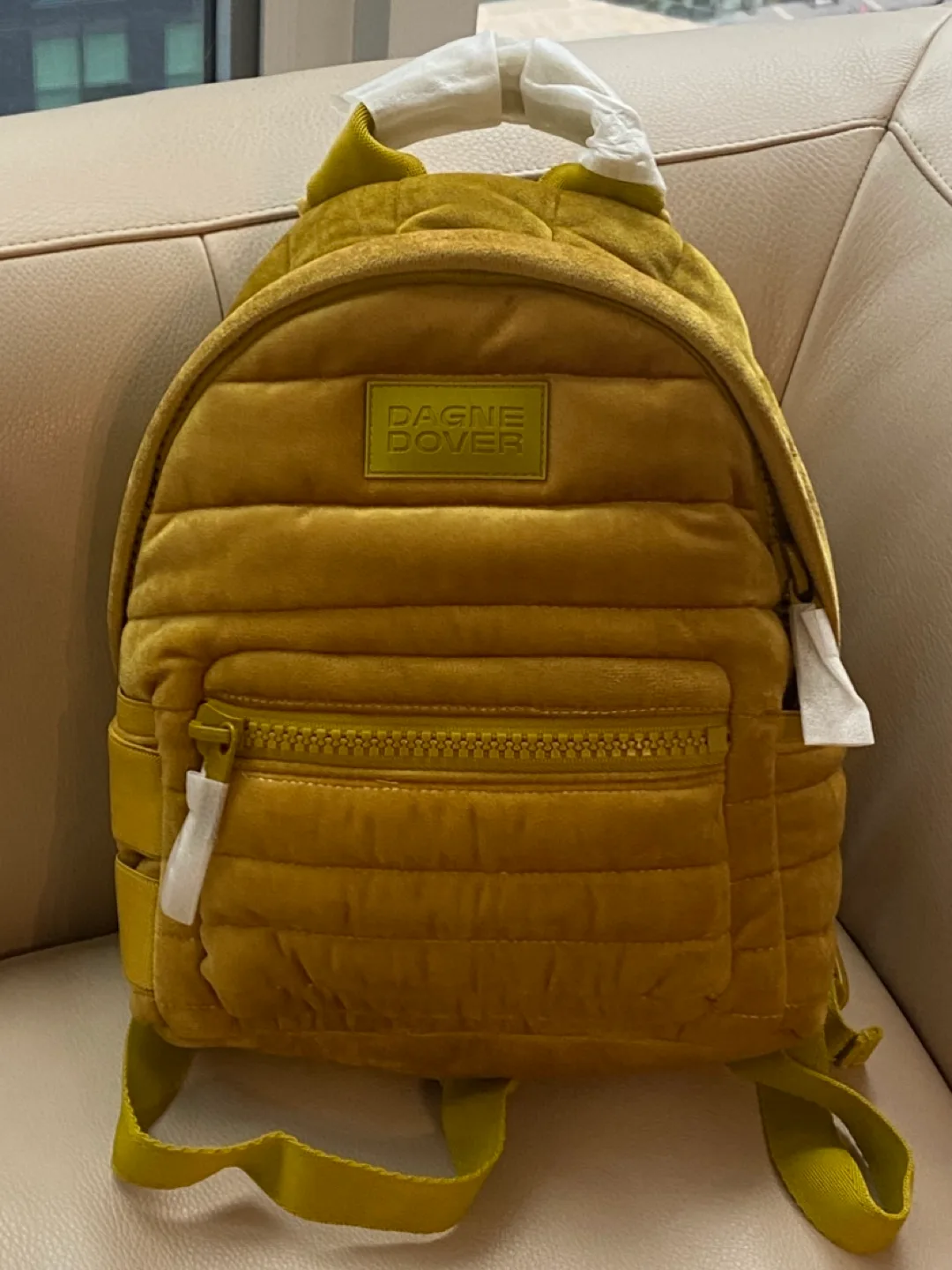 Dagne Dover Dakota Velvet Puff Backpack - Ochre Small image indicator(3)