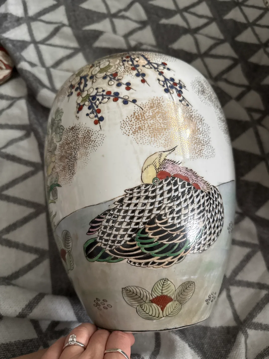 Vintage Asian-Inspired Porcelain Jar with Lid image indicator(5)