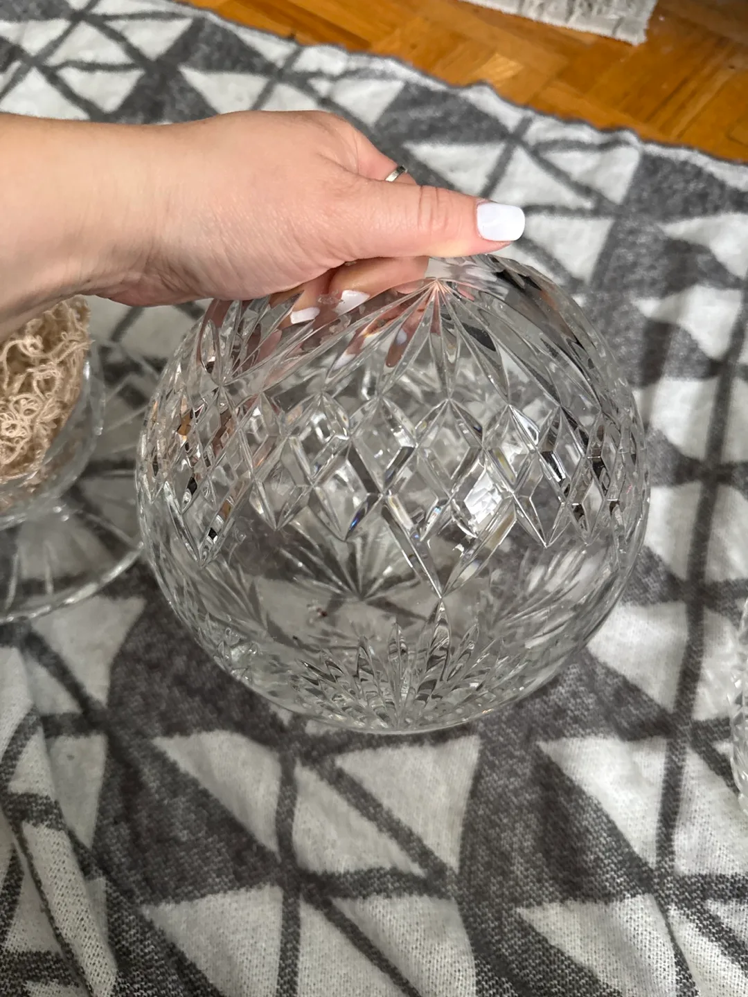 Crystal Dish Set with Lid, Bowl, and lace coasters image indicator(4)