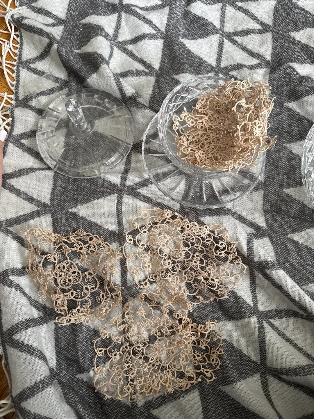 Crystal Dish Set with Lid, Bowl, and lace coasters image indicator(2)