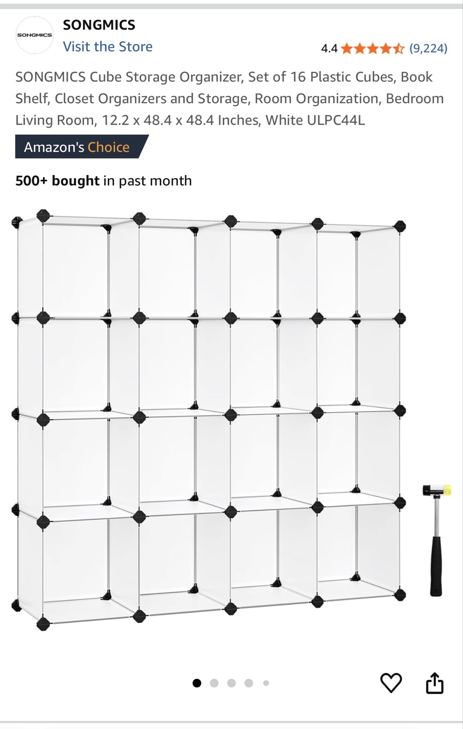 SONGMICS 16 Cube Organizer - White