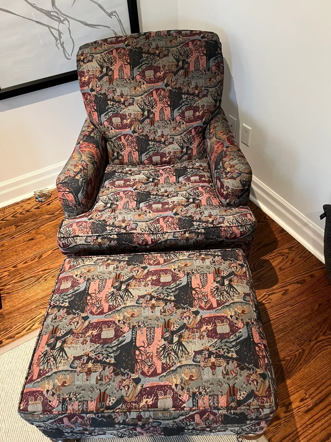 $30!!! Armchair and Ottoman Set- Matching  Upholstery image indicator(3)