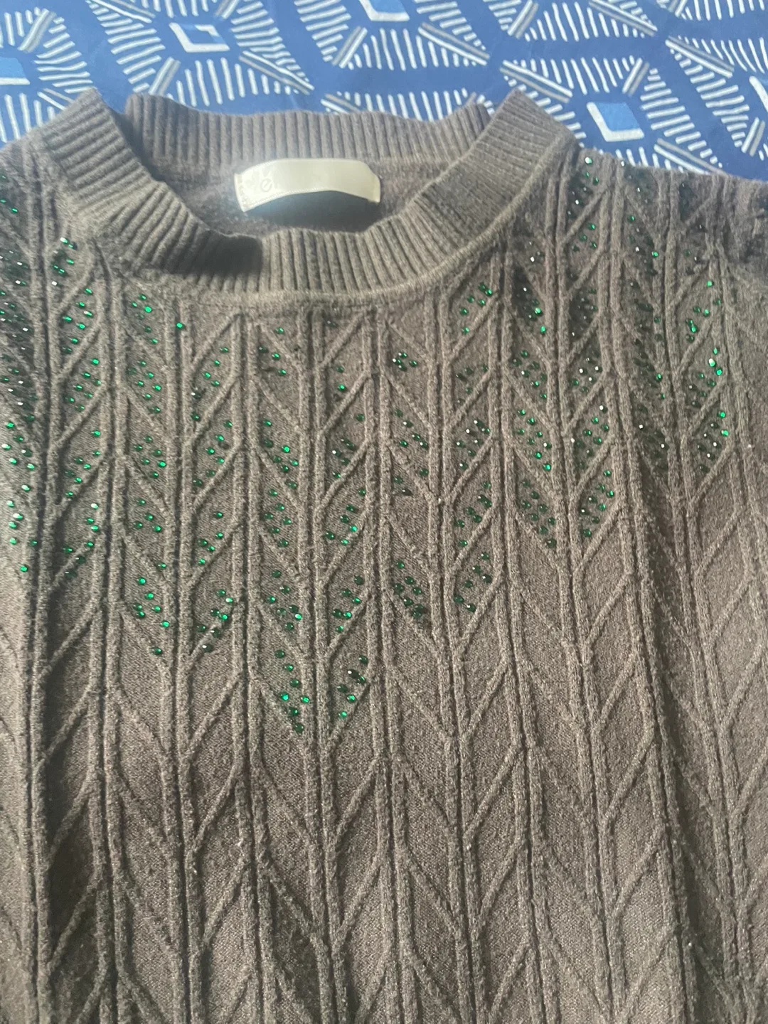 Dark brown embellished sweater 💚 image indicator(2)