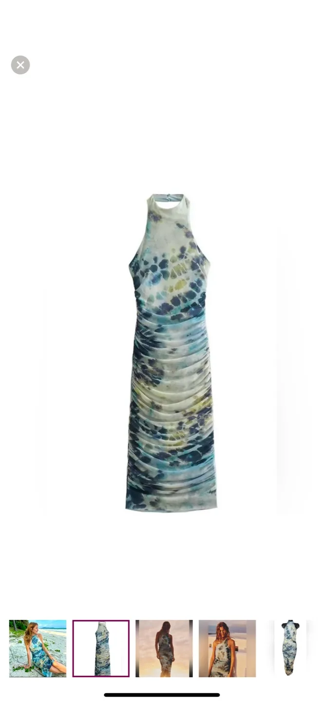 Zara Tie-Dye Patterned Mesh Halter Midi Dress (BNWT) image indicator(2)