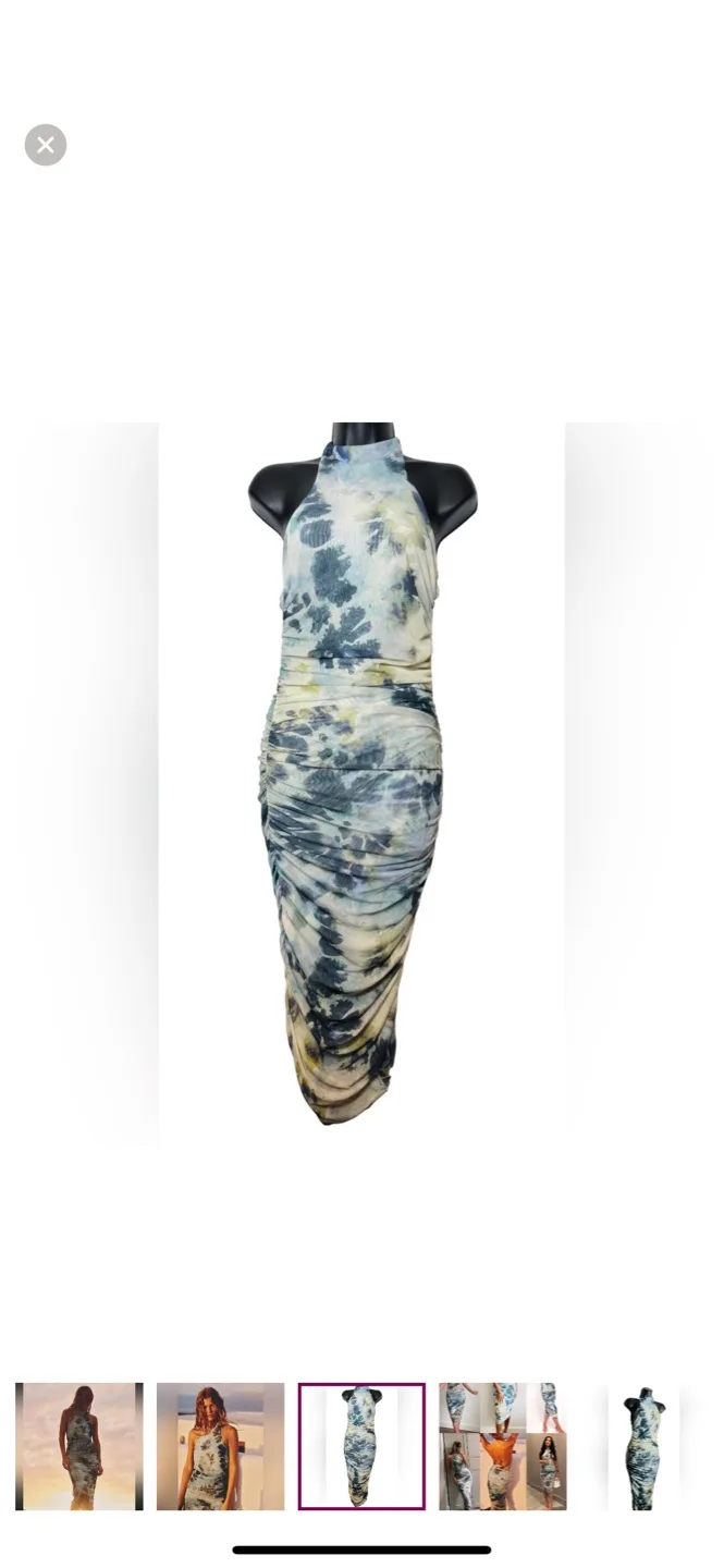 Zara Tie-Dye Patterned Mesh Halter Midi Dress (BNWT) image indicator(3)
