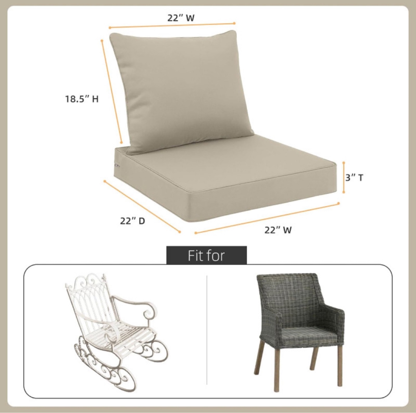 Brand New FavoYard Outdoor Patio Chair Cushions - Beige - photo 3