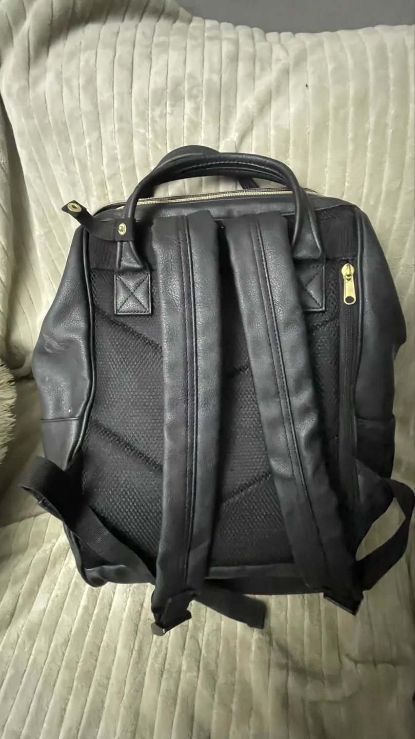 Black Faux Leather Backpack image indicator(2)
