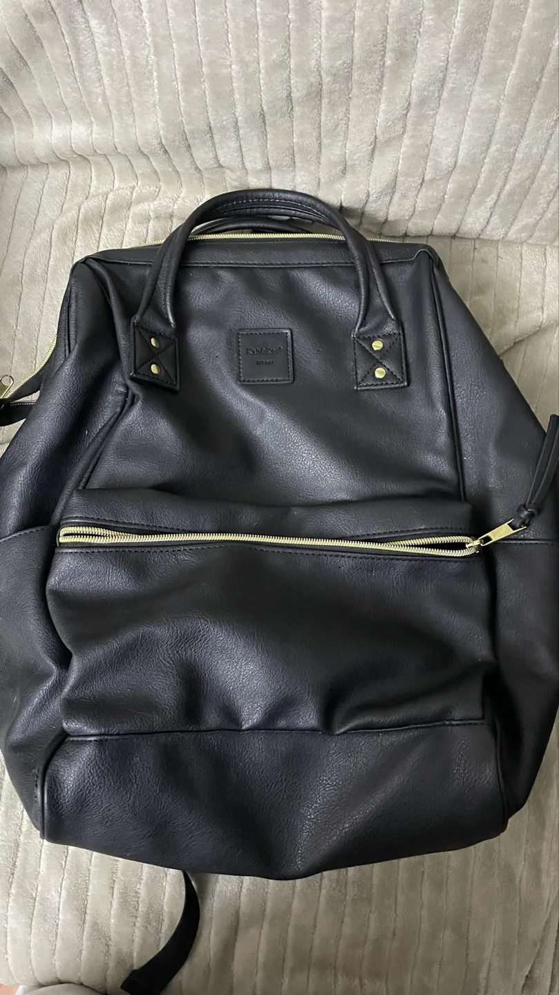 Black Faux Leather Backpack image indicator(3)