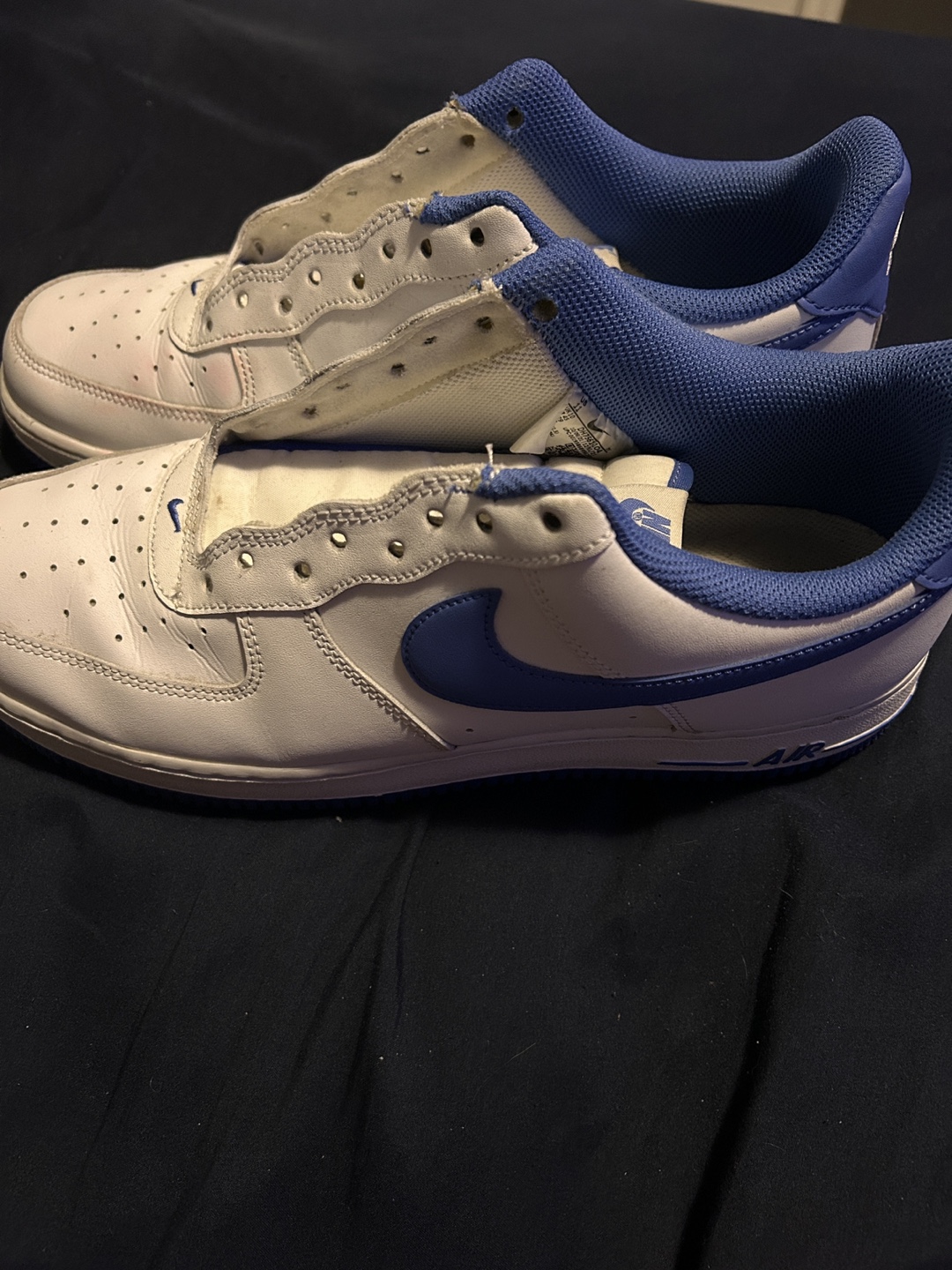Nike Air Force 1 Low White and Royal Blue Sneakers - photo 2