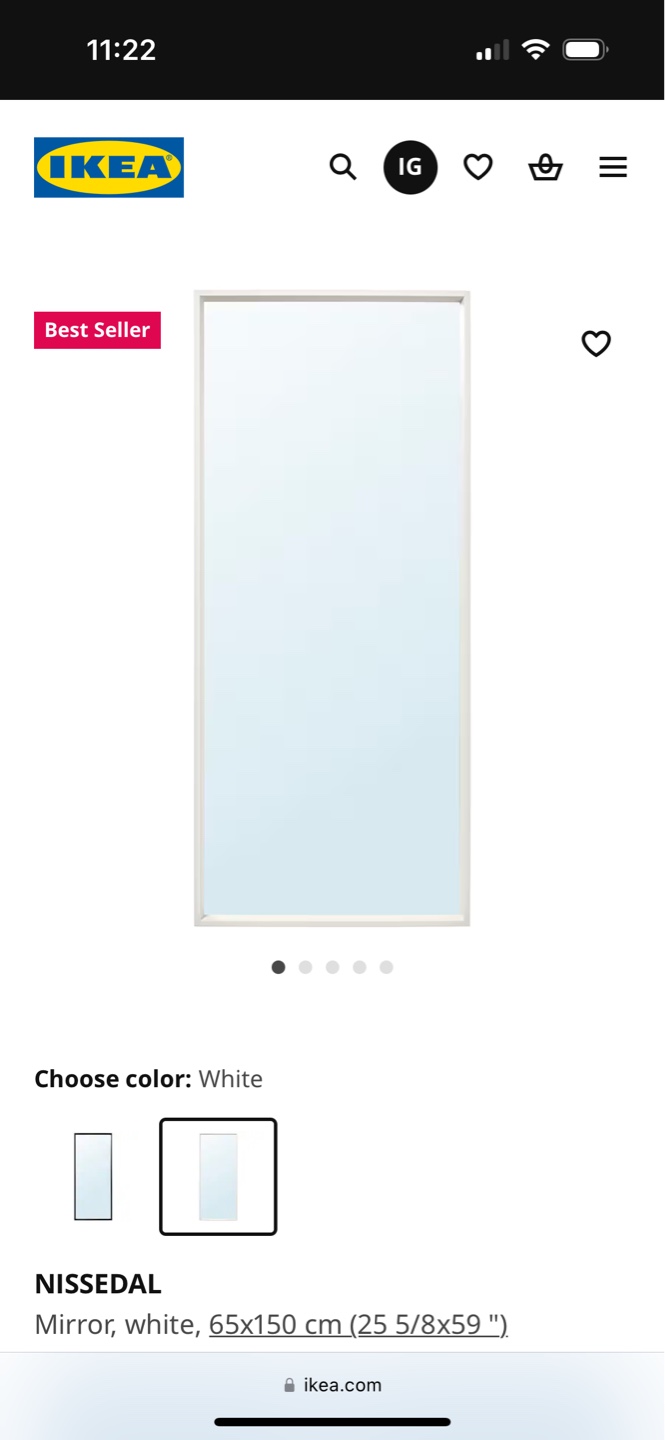 IKEA NISSEDAL Mirror - White - 65x150cm
