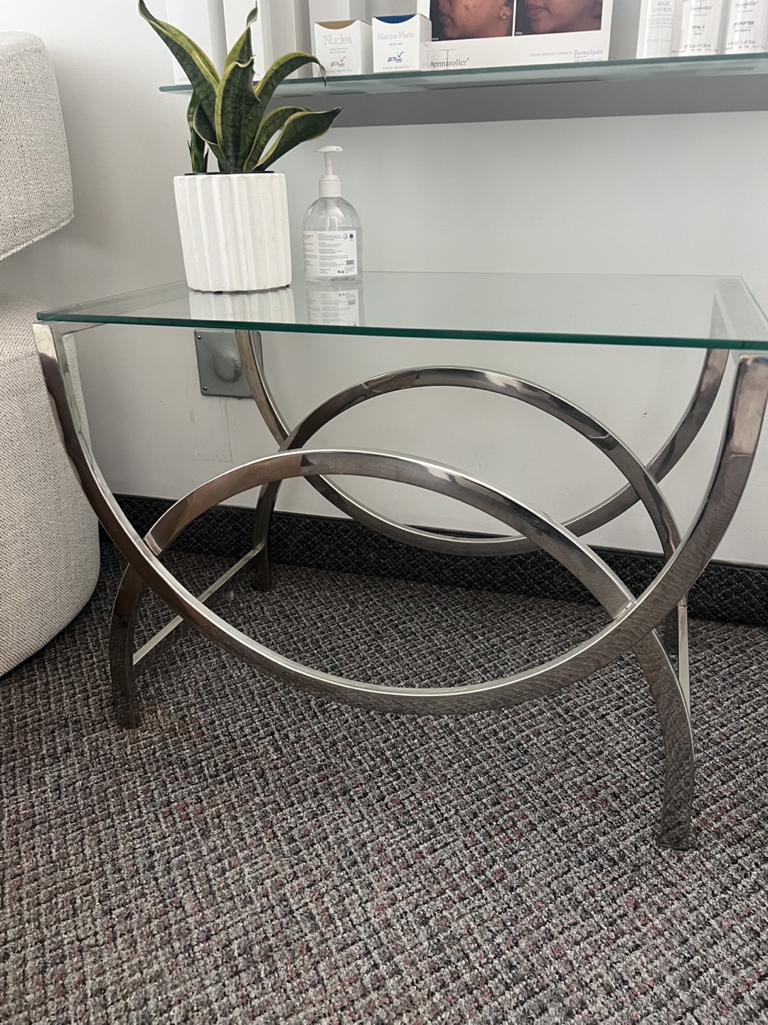 Modern Glass and Chrome Accent Table