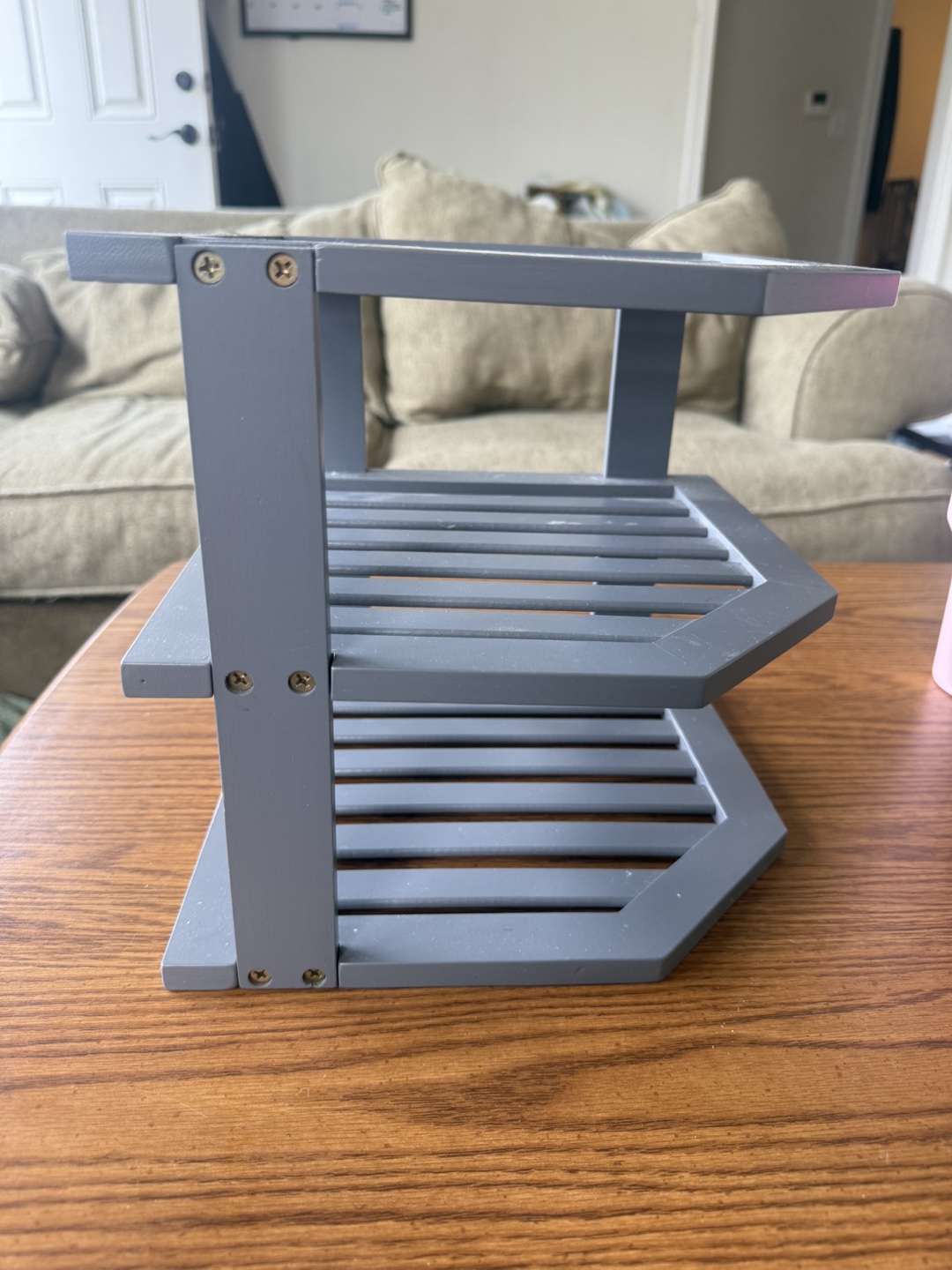 Three-Tier Corner Shelf Organizer - Gray Bamboo - photo 2