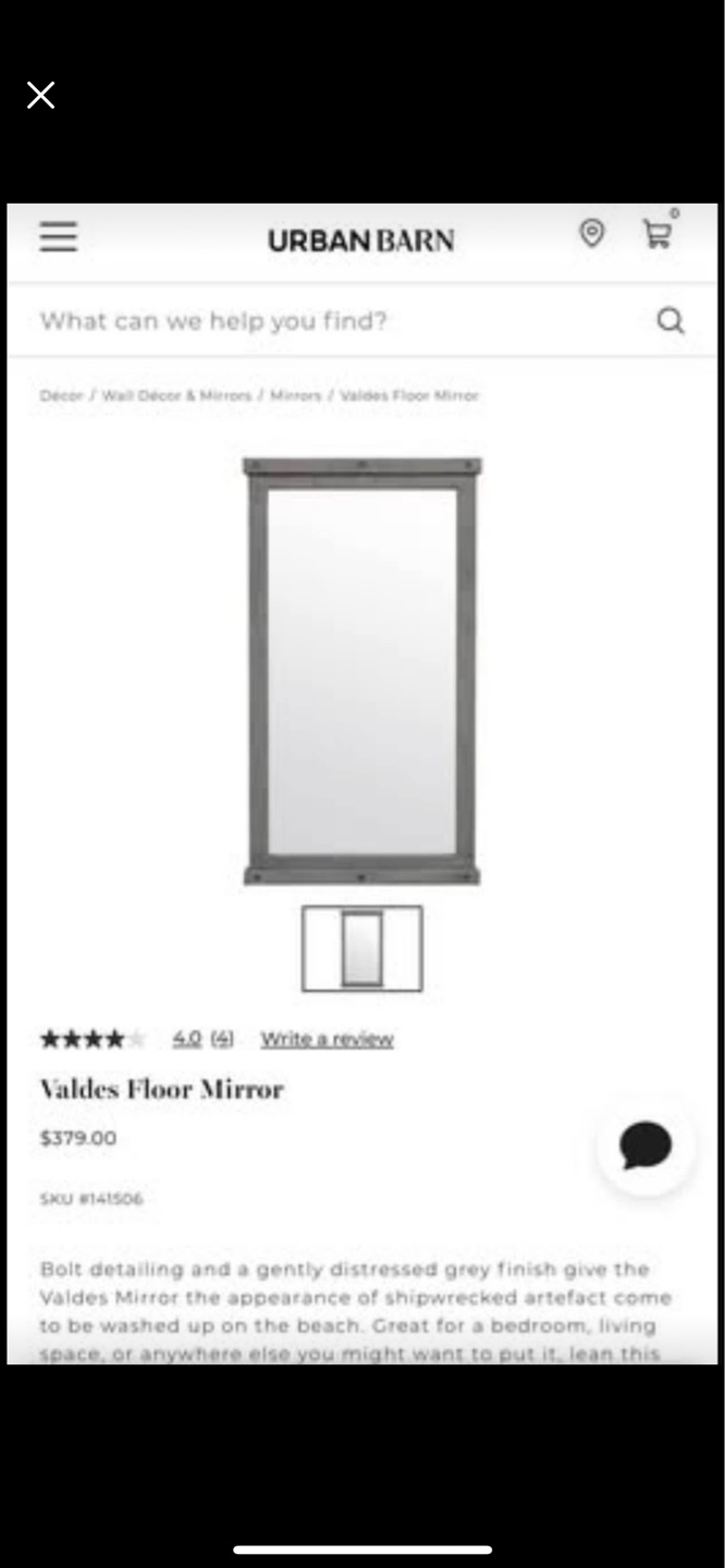 Urban Barn Valdes Floor Mirror - Gently Distressed Grey Finish - photo 3