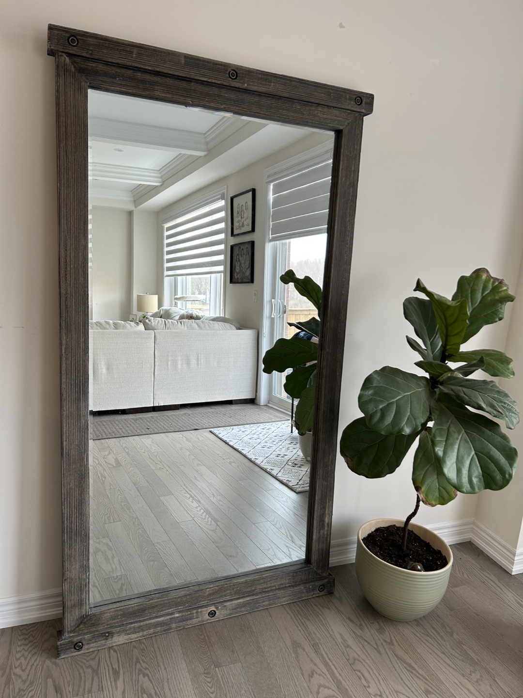Urban Barn Valdes Floor Mirror - Gently Distressed Grey Finish