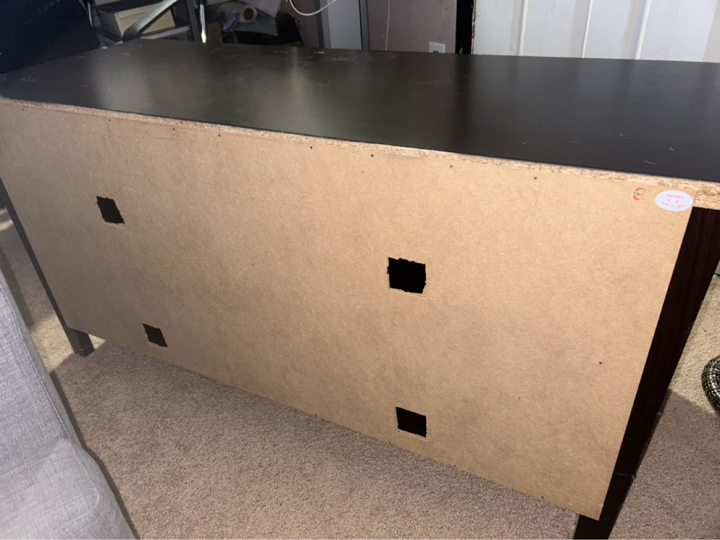Dark brown TV stand with glass doors - photo 2