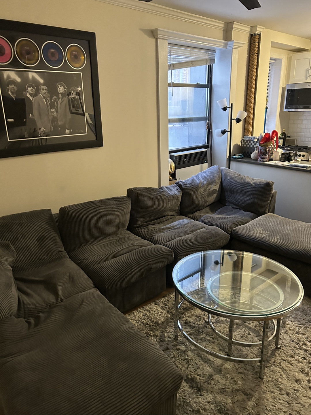 Dark Gray Corduroy Modular Sectional Sofa