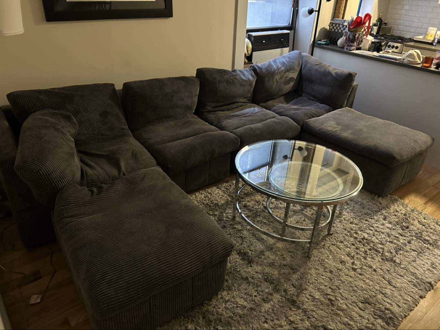 Dark Gray Corduroy Modular Sectional Sofa - photo 3