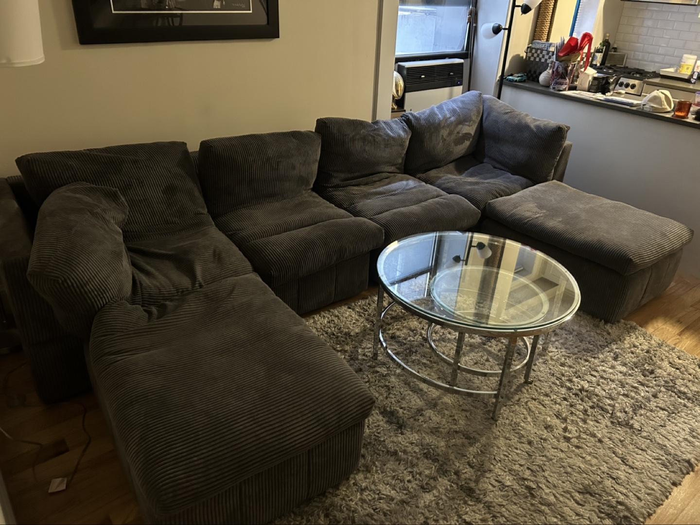 Dark Gray Corduroy Modular Sectional Sofa - photo 2