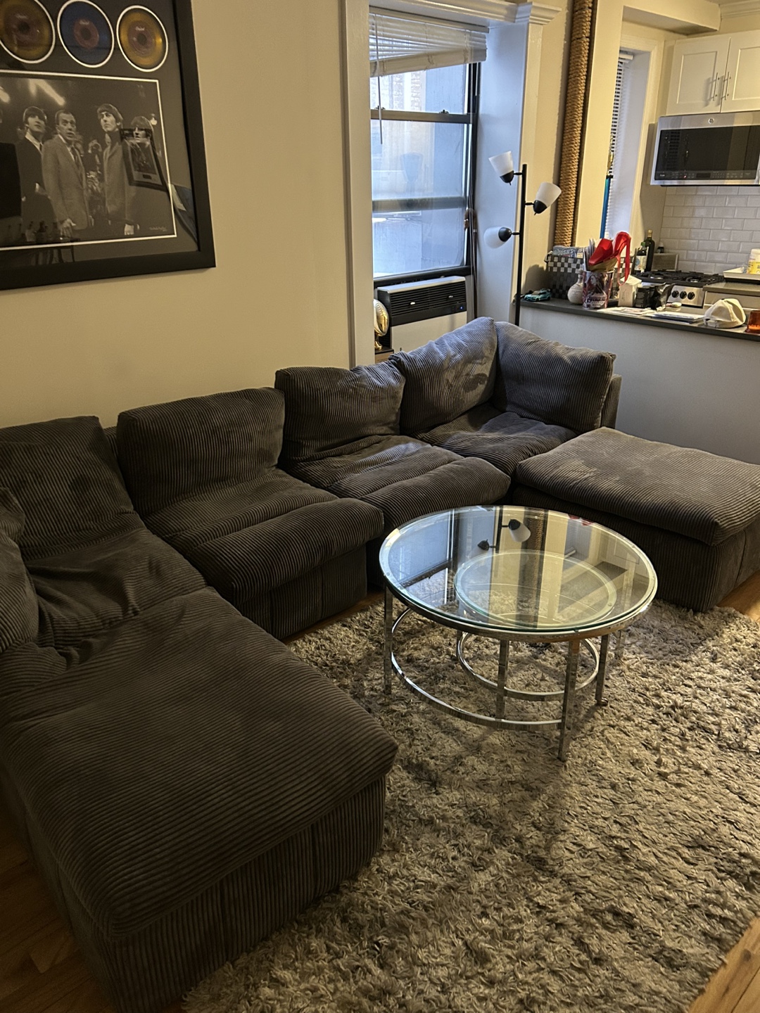 Dark Gray Corduroy Modular Sectional Sofa - photo 4