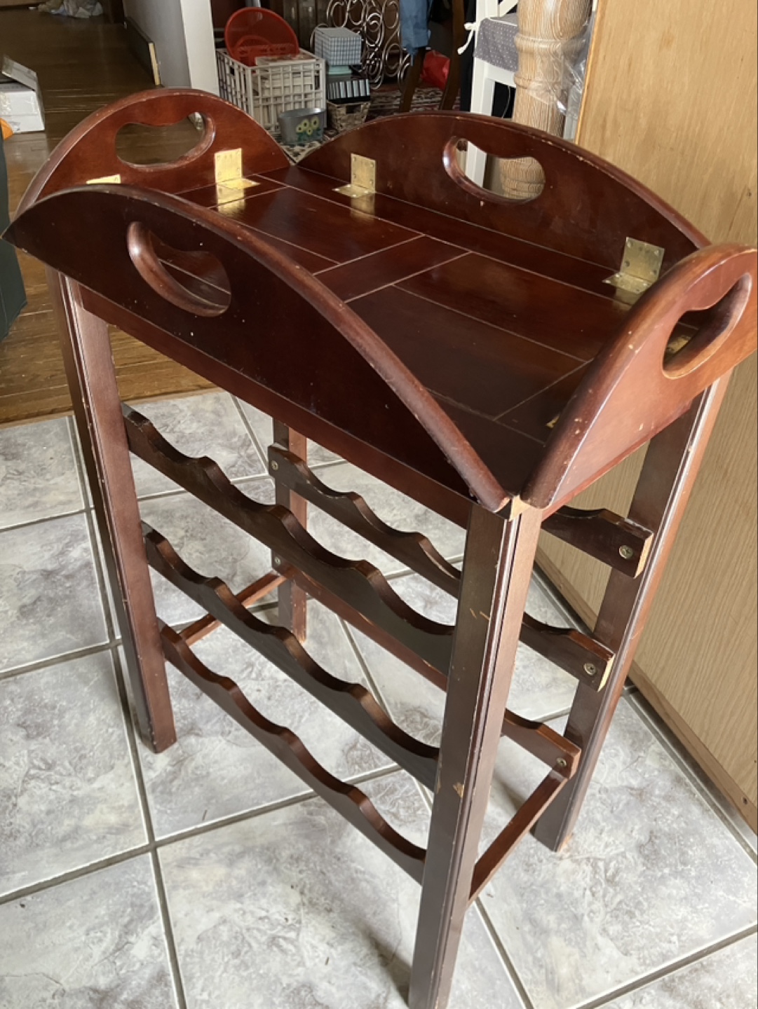 Vintage Wooden Wine Rack with Serving Tray - photo 2