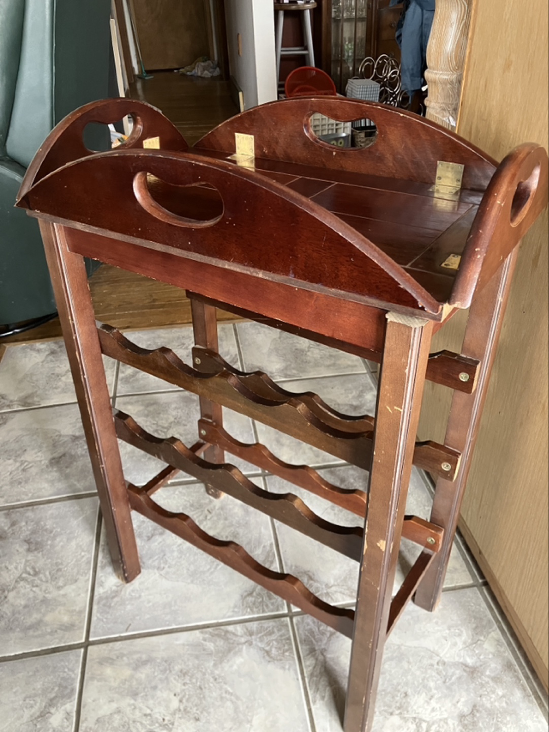 Vintage Wooden Wine Rack with Serving Tray - photo 4
