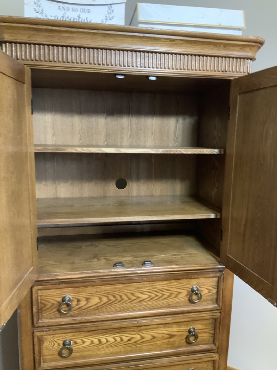 Tall Wooden Armoire with Drawers - photo 2