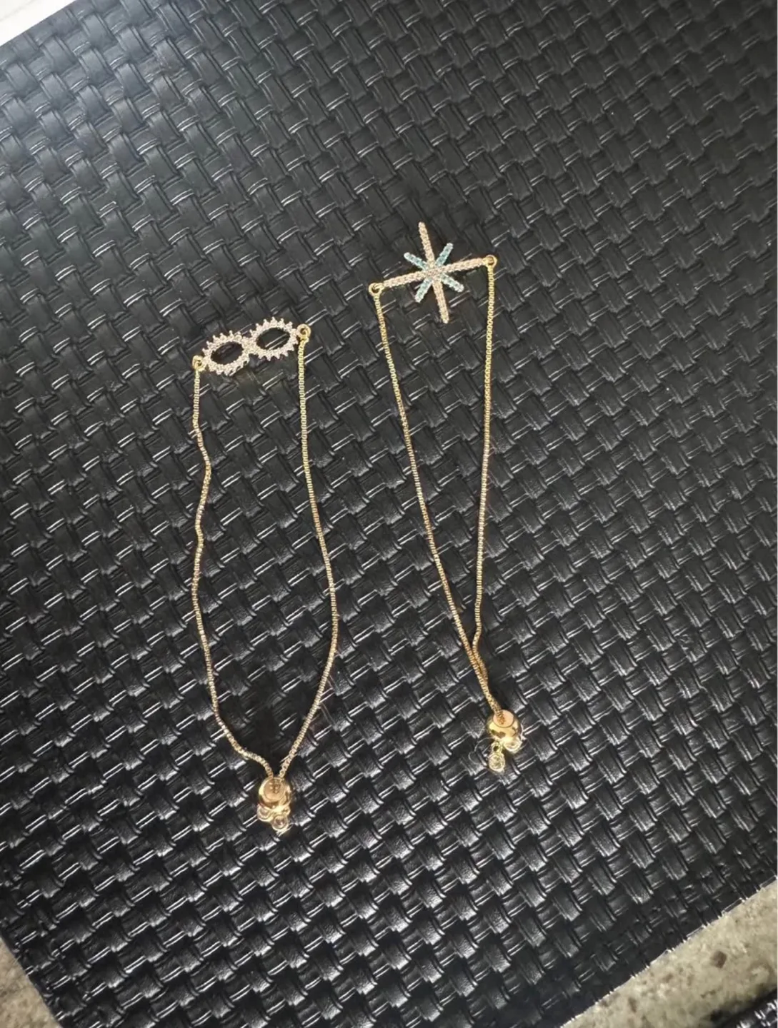 Two Gold Tone Crystal bracelets/anklets thumbnail