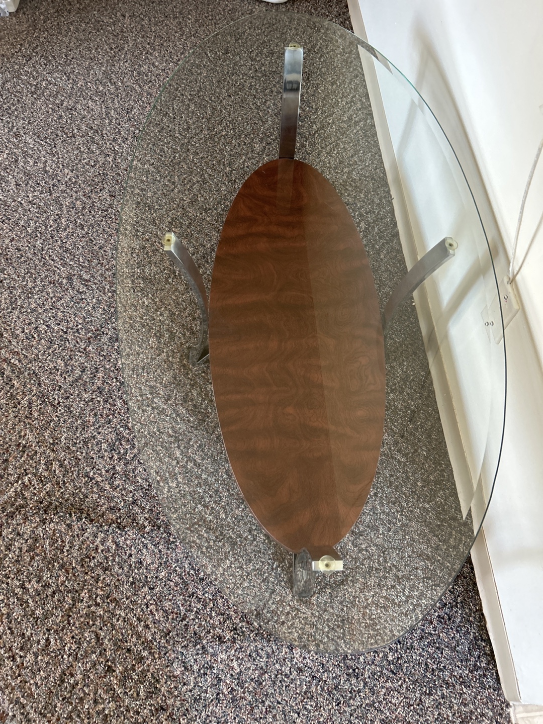 Oval Glass Coffee Table with Chrome Legs - photo 3