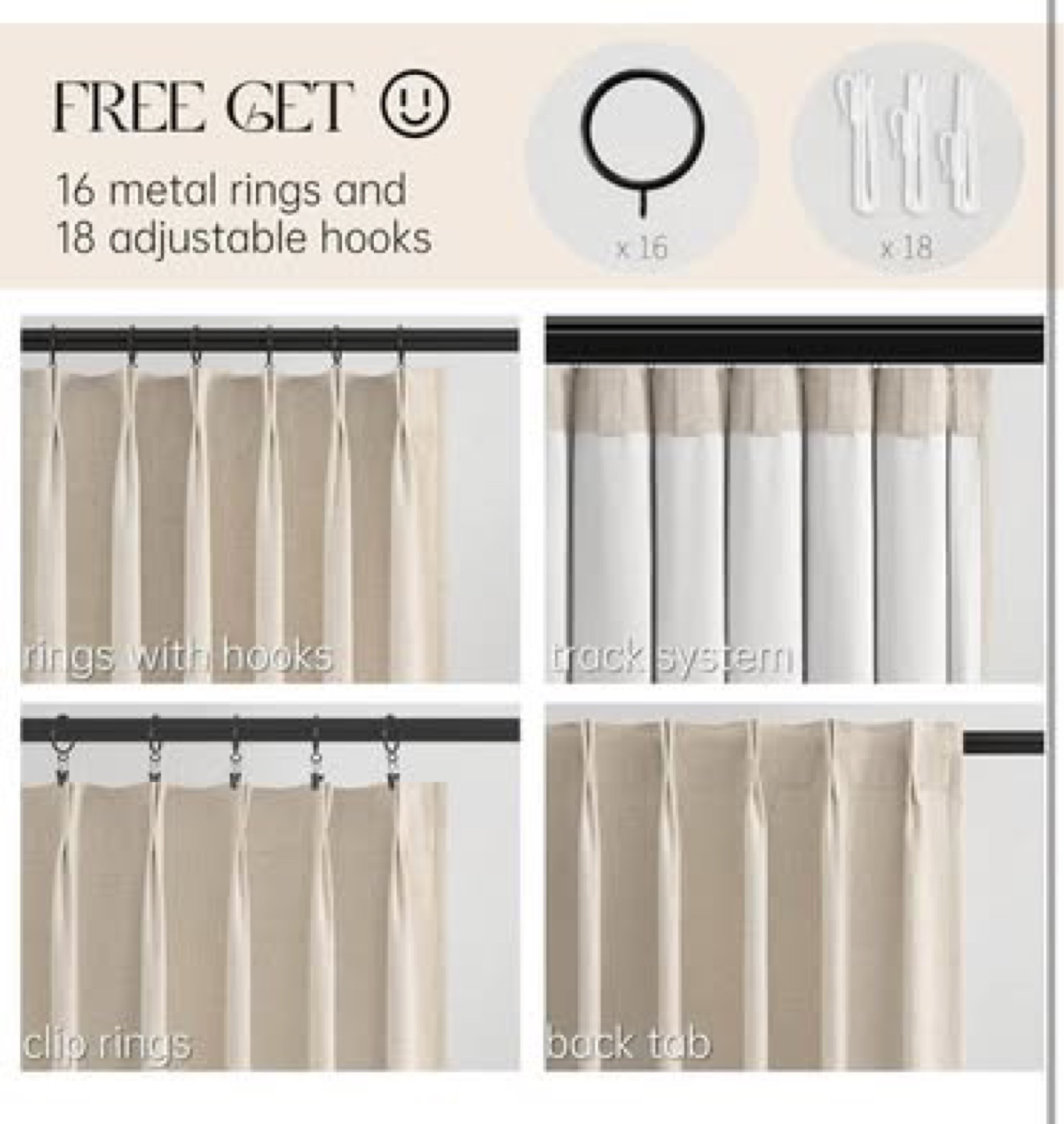 Blackout Curtains with Rings and Hooks - photo 2