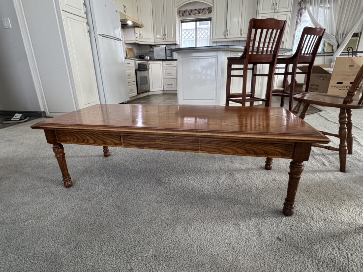 Solid Wood Coffee Table with Drawers