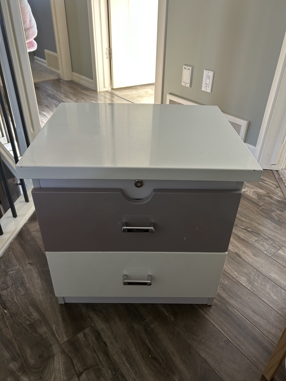 Two-Drawer Nightstand - White and Dusty Rose