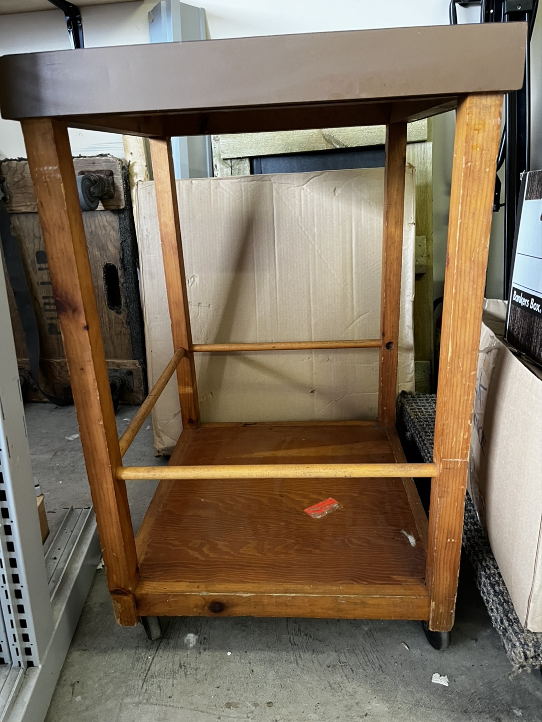 Vintage Wooden Rolling Cart