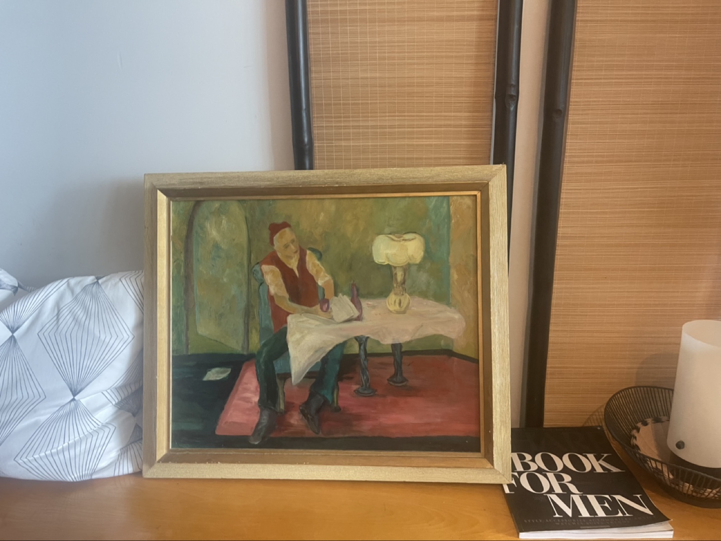 Vintage Framed Painting of Seated Man - photo 2