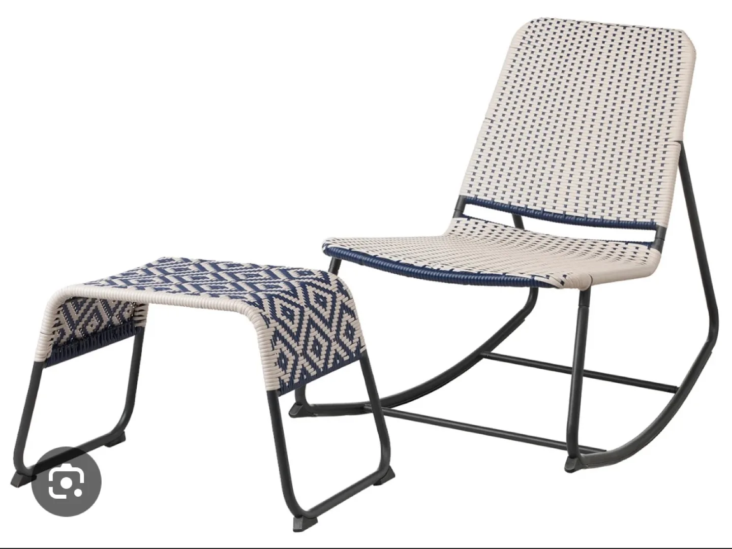 IKEA INDOOR / OUTDOOR PATIO SET ROCKING CHAIR & FOOT STOOL image indicator(2)