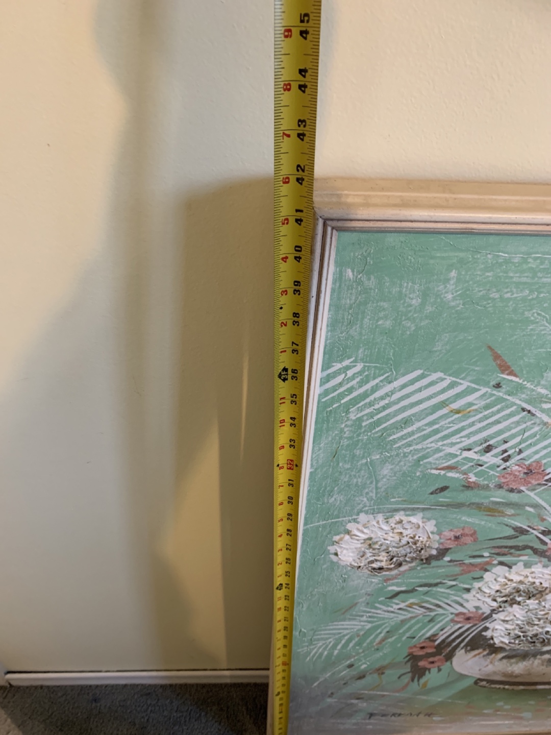 Large Vintage Floral Painting - Textured Flowers - photo 3