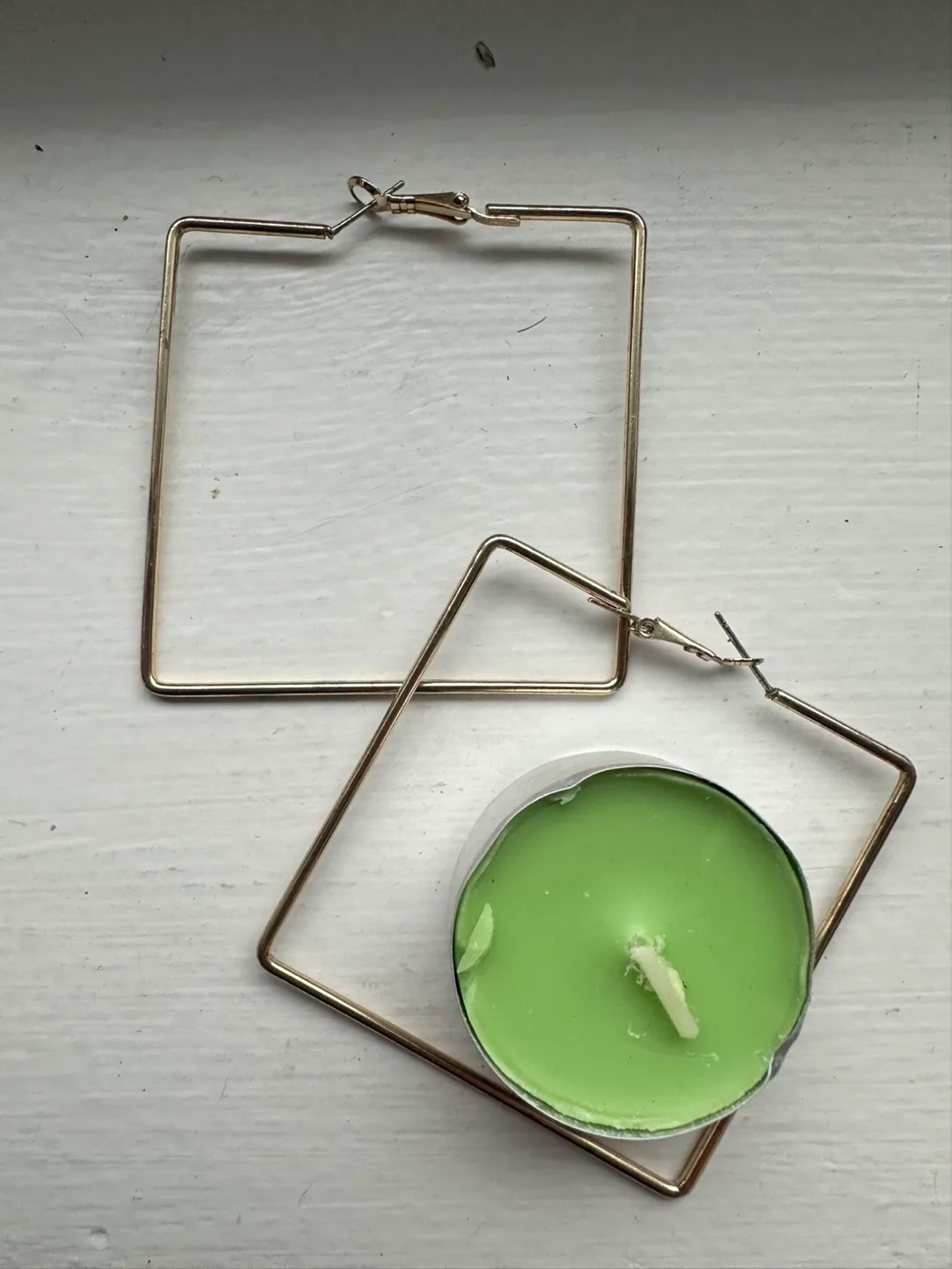Gold Square Hoop Earrings 💚 image indicator(2)
