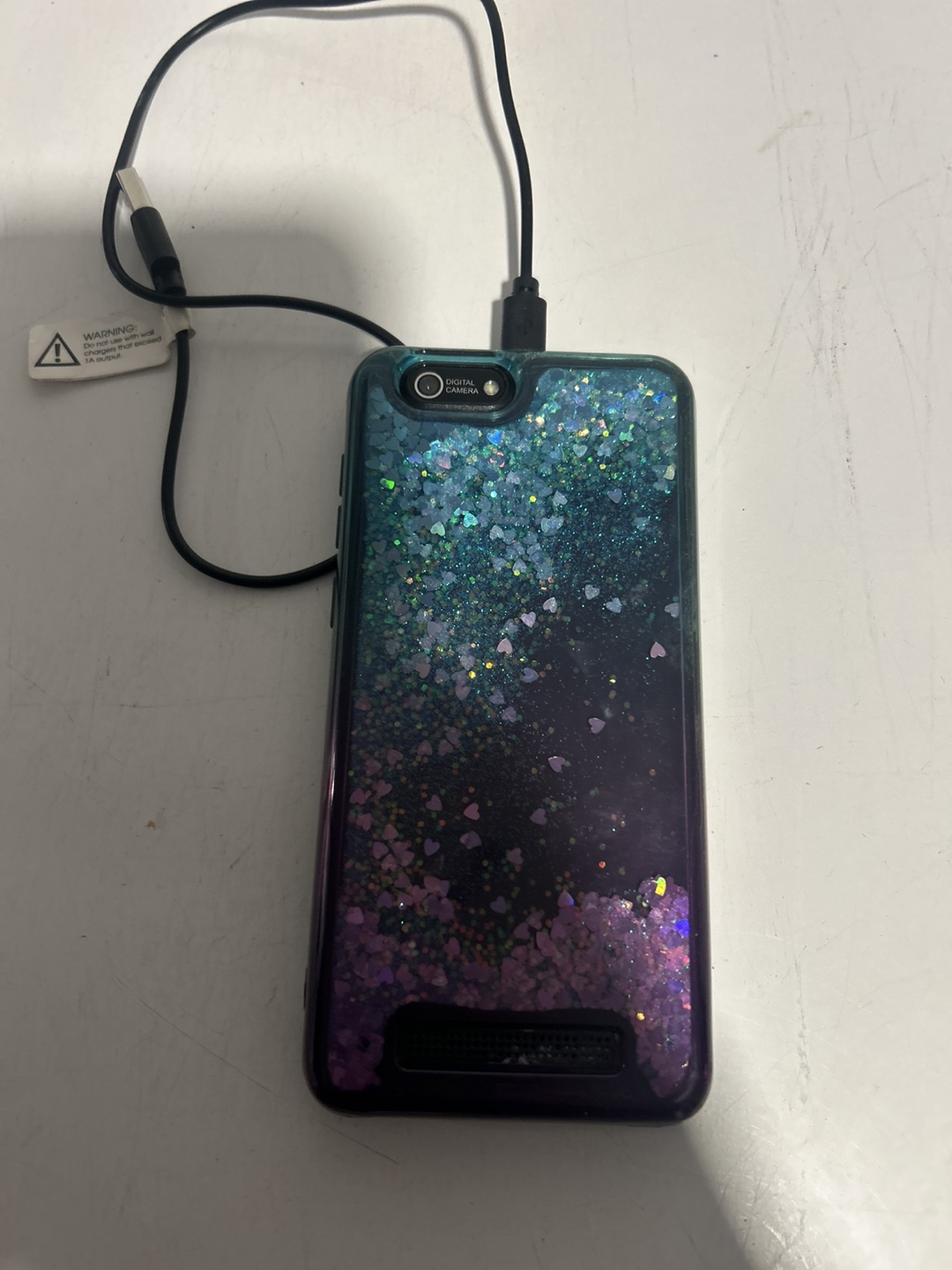 Broken Smartphone with Glitter Case - For Parts or Repair - photo 2