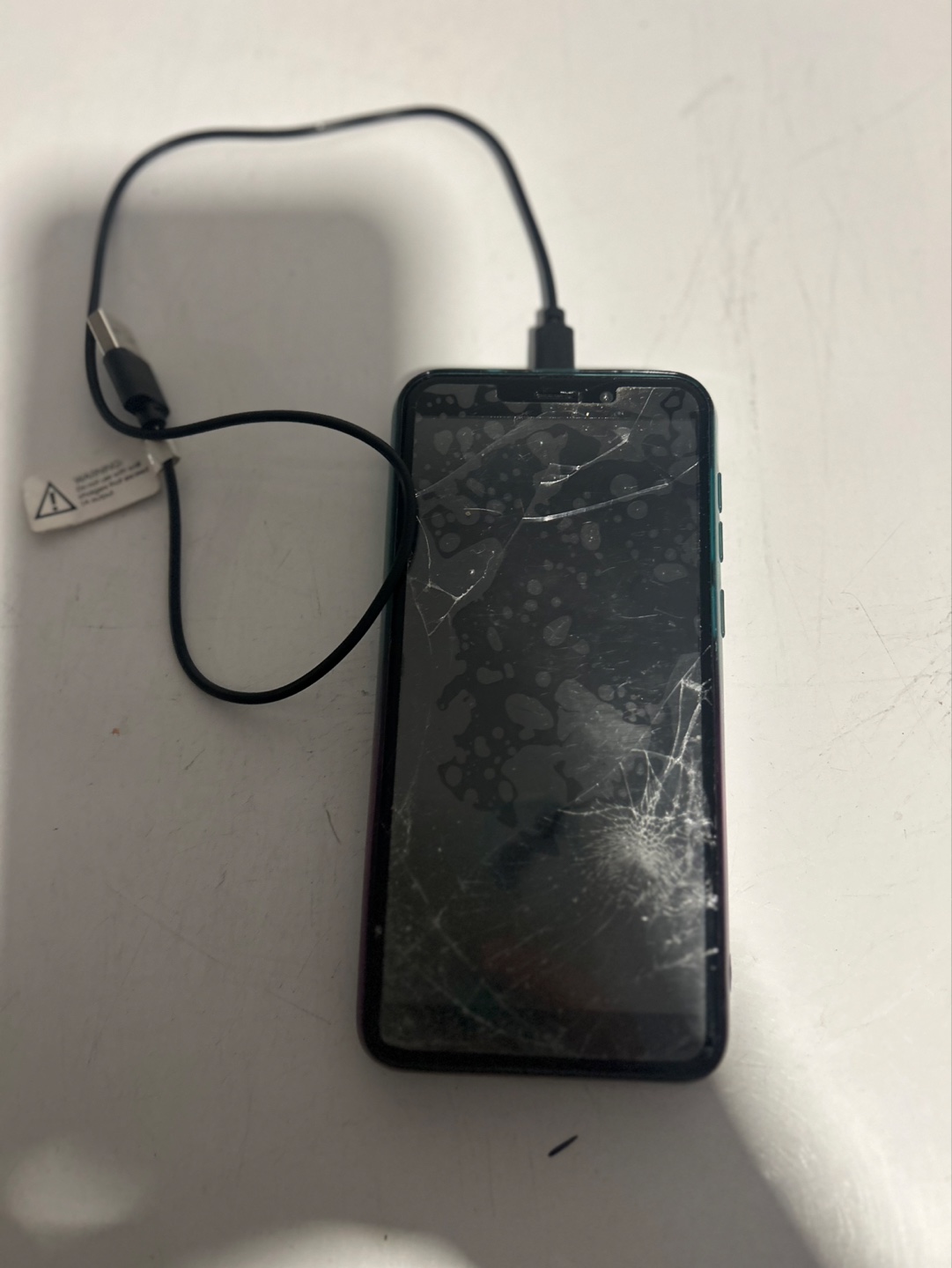 Broken Smartphone with Glitter Case - For Parts or Repair