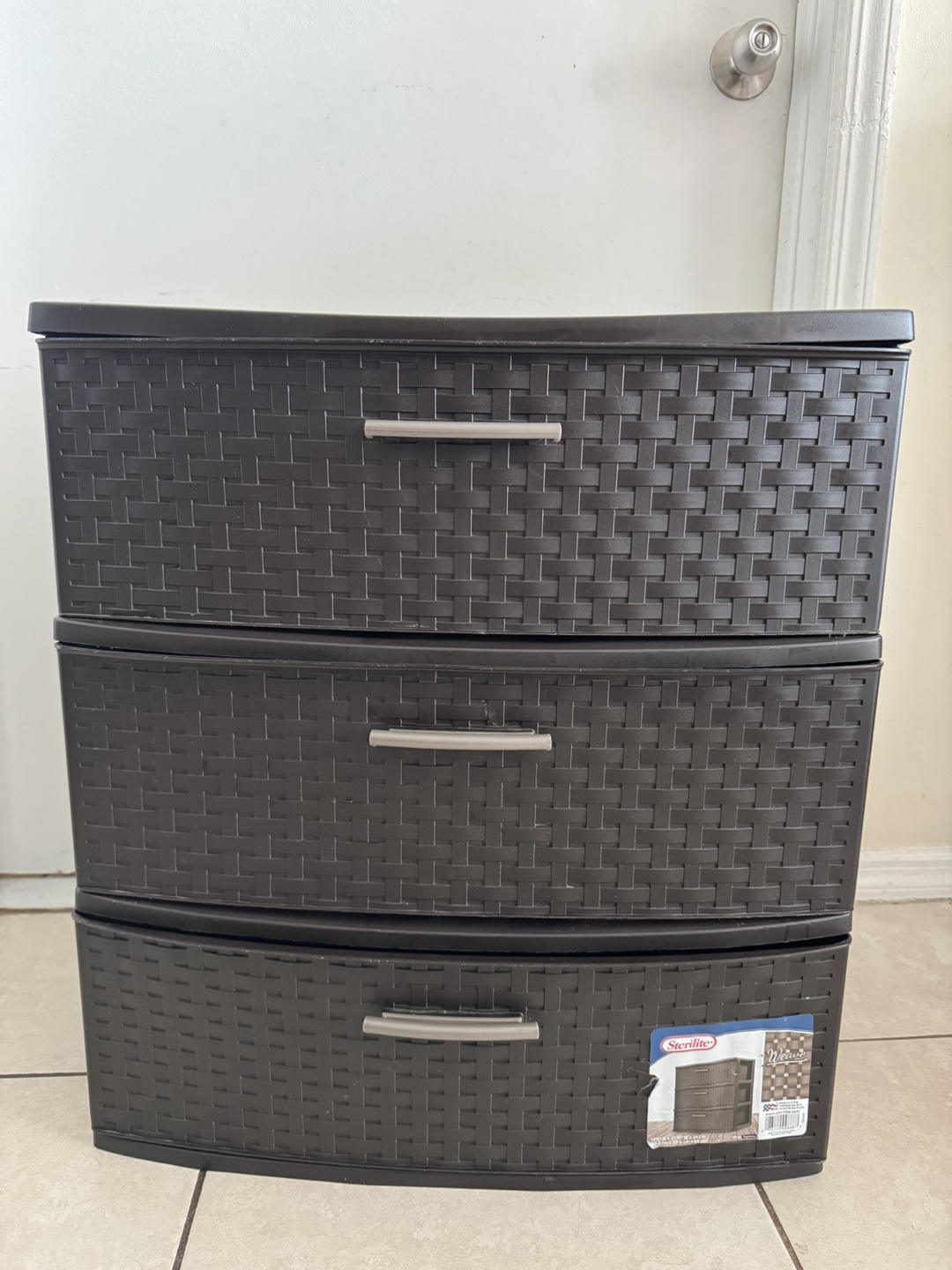 Sterilite 3-Drawer Woven Chest, Dark Brown