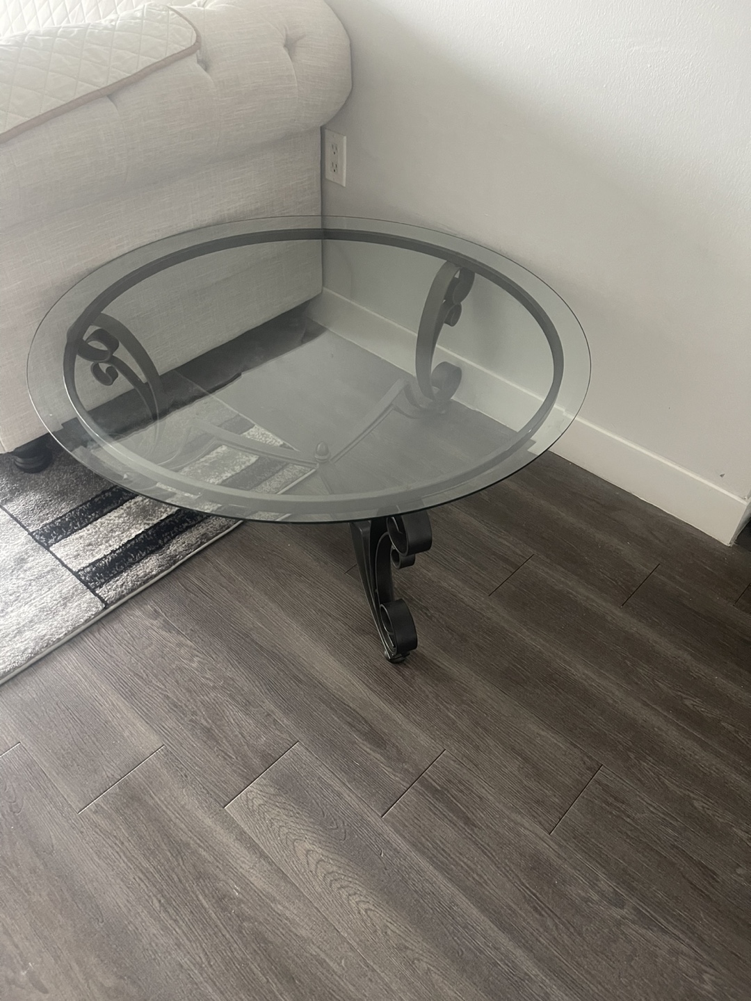 Round Glass Coffee Table with Metal Frame - photo 3