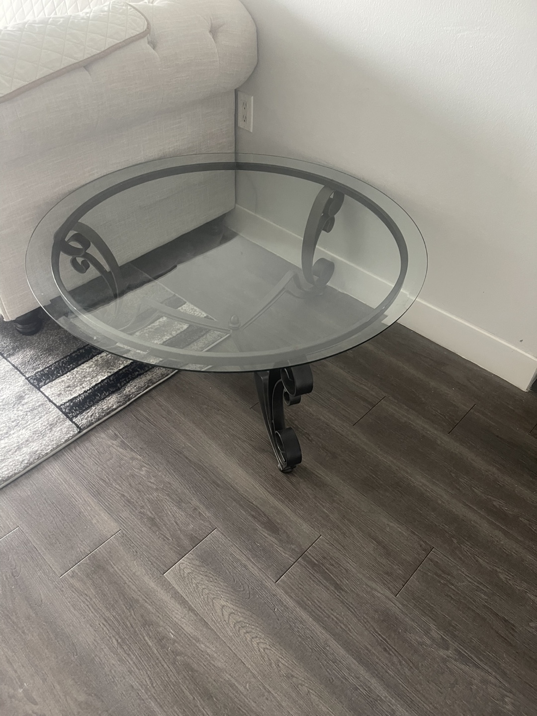 Round Glass Coffee Table with Metal Frame - photo 4