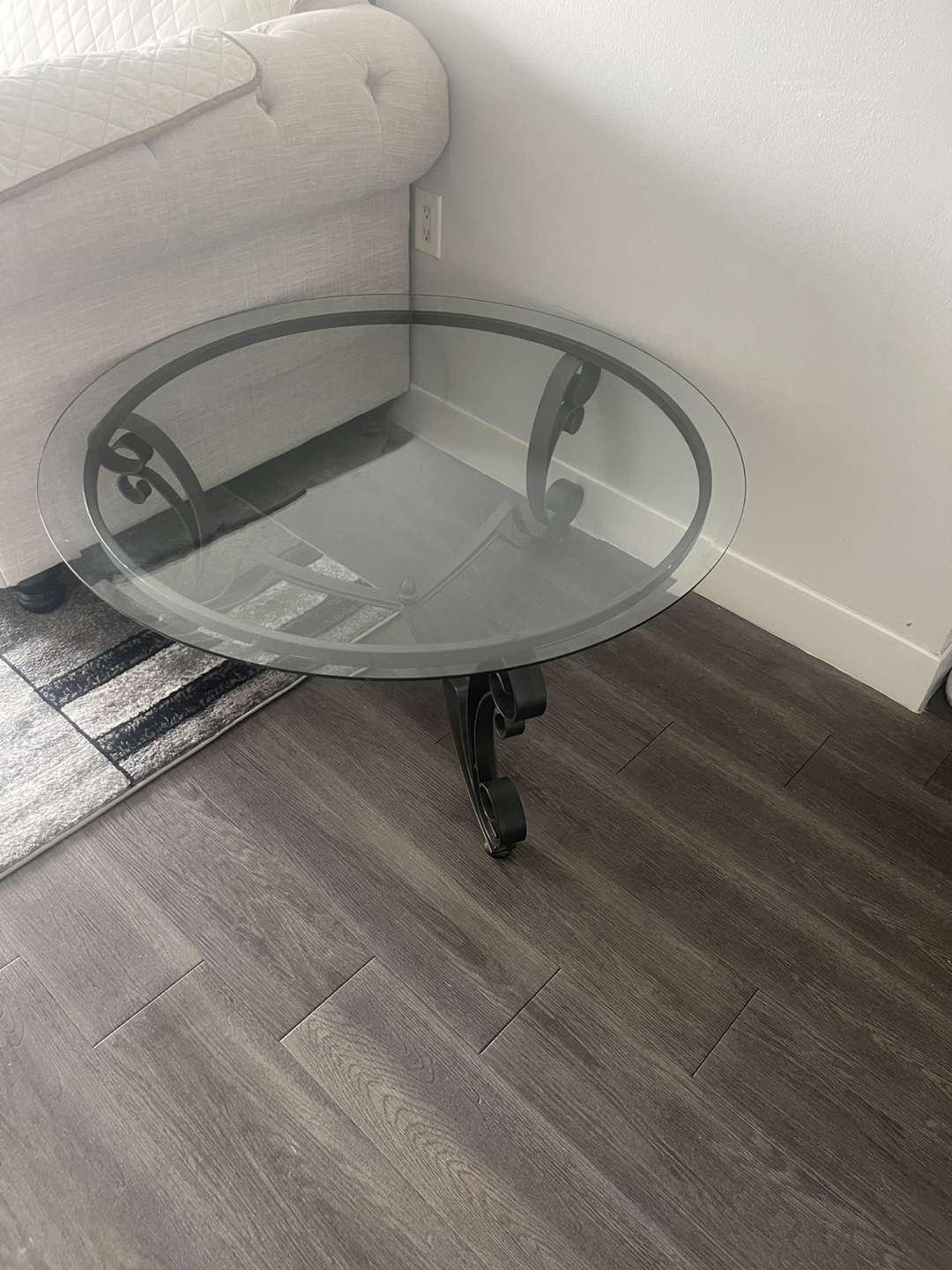 Round Glass Coffee Table with Metal Frame - photo 2