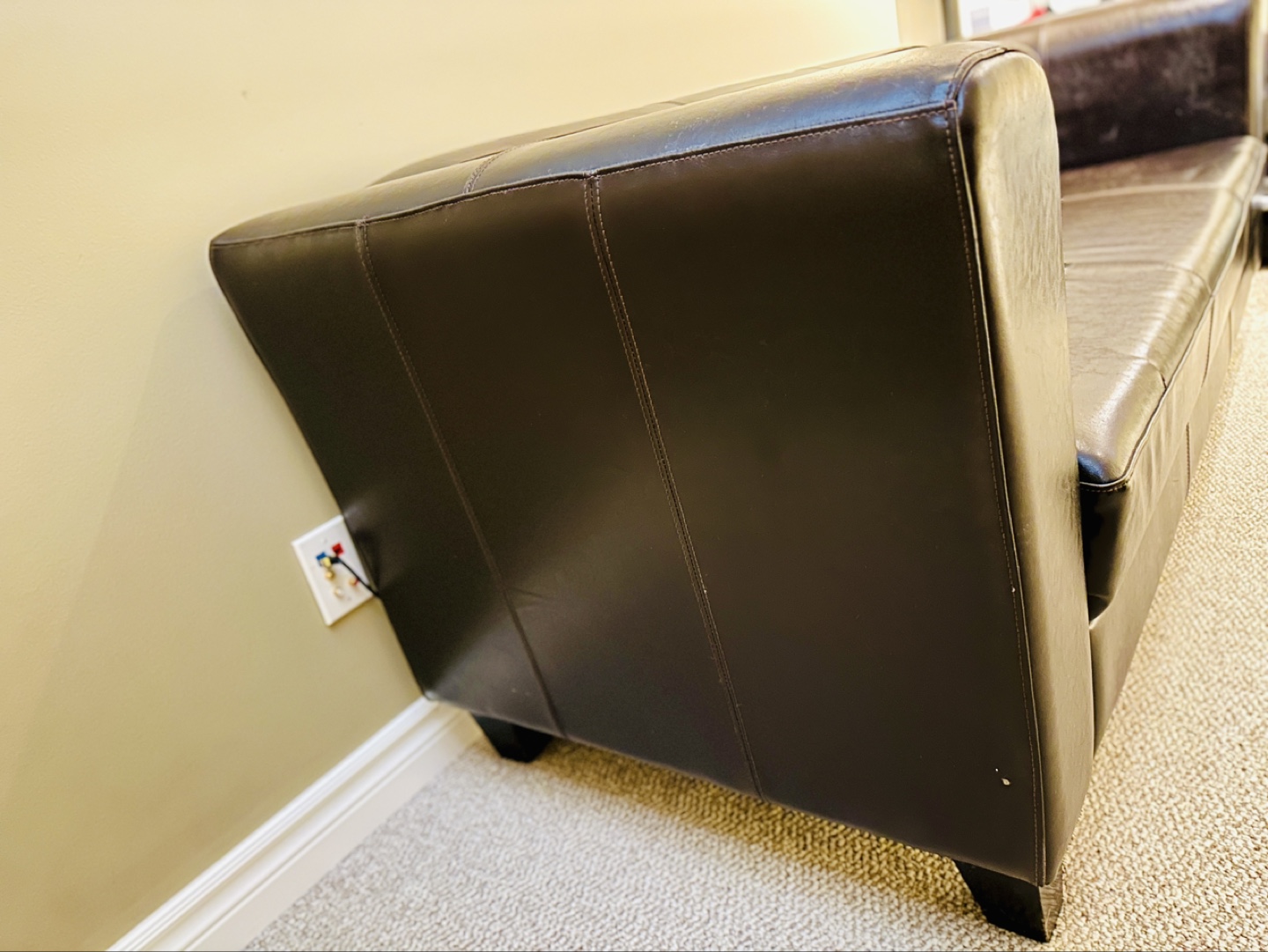 Brown Faux Leather Couch – Must Go Tomorrow! - photo 3