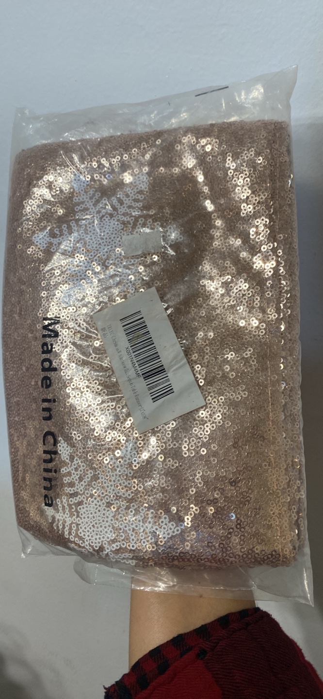 Rose Gold Sequin Table Runner with Snowflake Design
