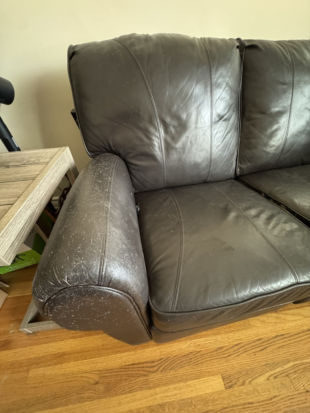 Used Black Leather Recliner Sectional - photo 4